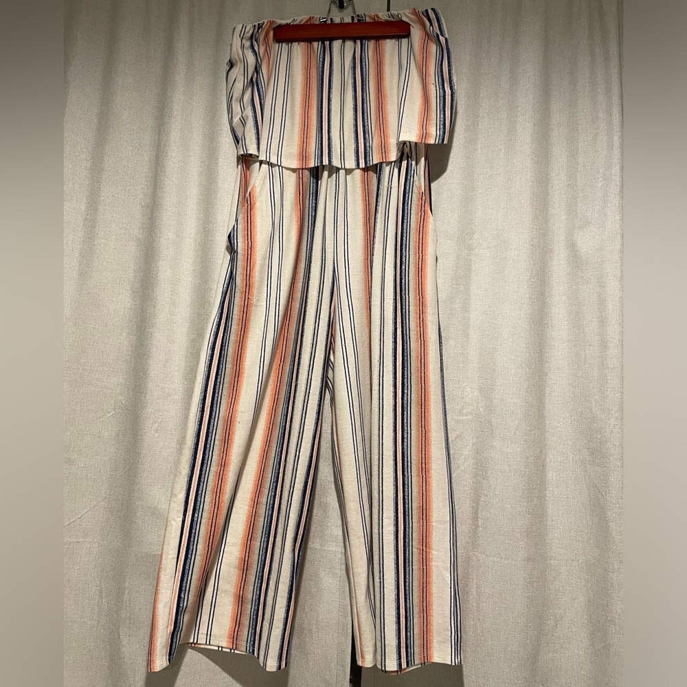 Strapless striped jumpsuit